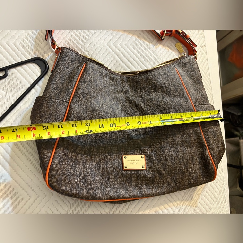 Michael Kors Brown Shoulder Bag with Orange Trim and lining